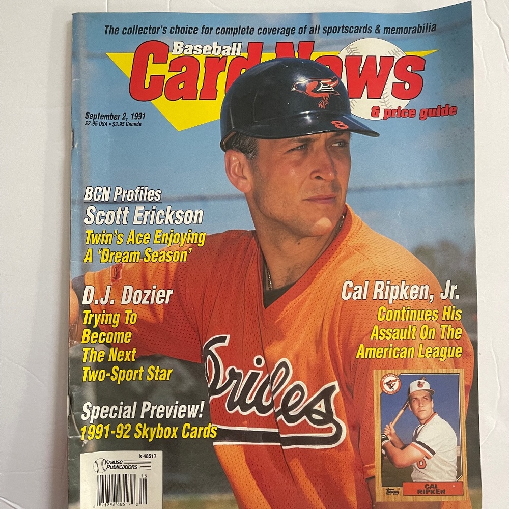 1991 Baseball Card News -Cal Ripken Jr. On the cover